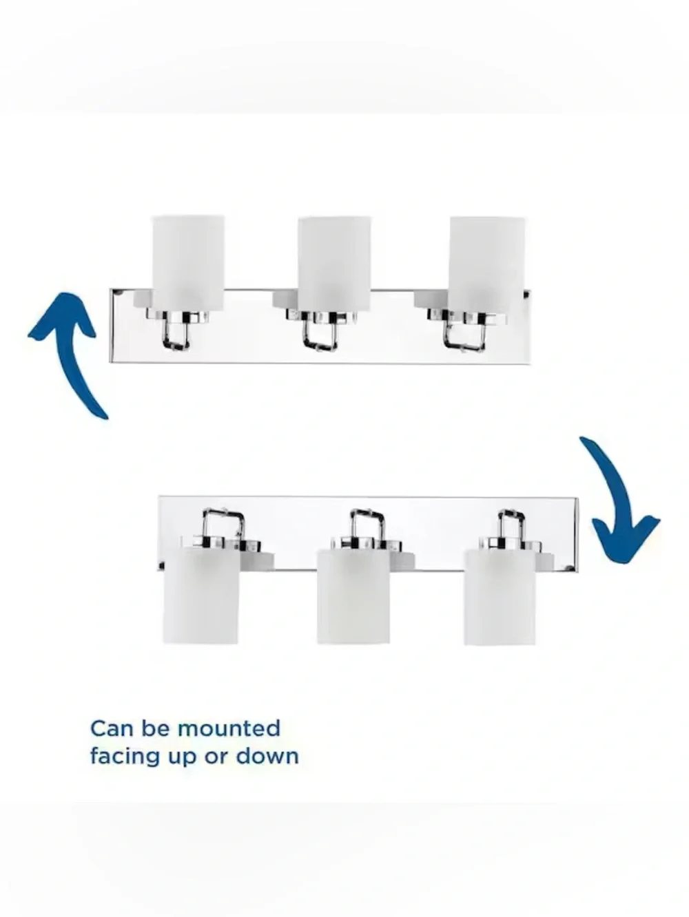 Polished Chrome 3-Light Vanity Light with Frosted White Shades